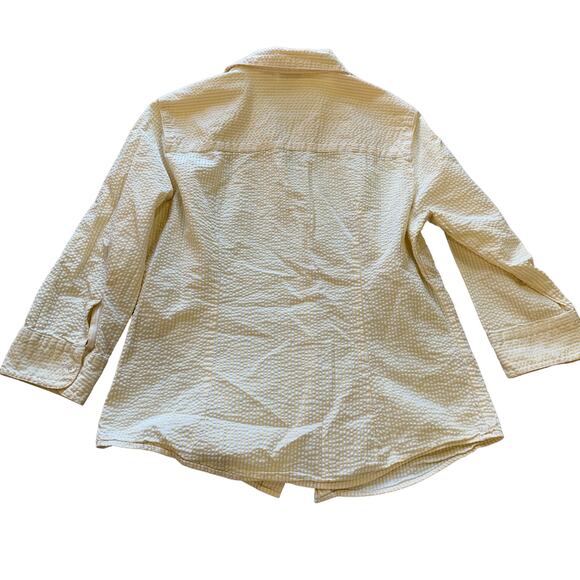 L.L. Bean Yellow Striped Cotton Button Front Shirt Small - Picture 4 of 4